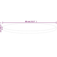 Produktbild för Rund bordsskiva Ø80x2,5 cm obehandlat massiv ek