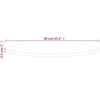 Produktbild för Rund bordsskiva Ø90x2,5 cm obehandlat massiv ek