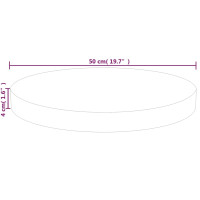 Produktbild för Rund bordsskiva Ø50x4 cm obehandlad massiv ek