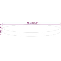 Produktbild för Rund bordsskiva Ø70x4 cm obehandlat massiv ek