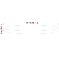 Produktbild för Rund bordsskiva Ø90x2,5 cm obehandlat massiv ek