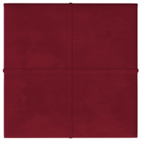 Produktbild för Väggpaneler 12 st vinröd 30x30 cm sammet 1,08 m²