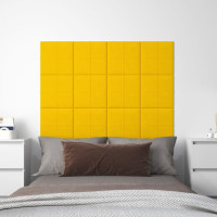 Produktbild för Väggpaneler 12 st gul 30x30 cm sammet 1,08 m²
