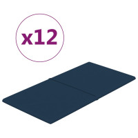 Produktbild för Väggpaneler 12 st blå 60x30 cm sammet 2,16 m²