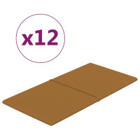 Produktbild för Väggpaneler 12 st brun 60x30 cm sammet 2,16 m²