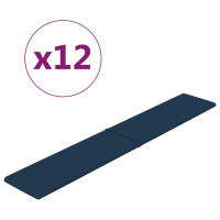 Produktbild för Väggpaneler 12 st blå 90x15 cm sammet 1,62 m²