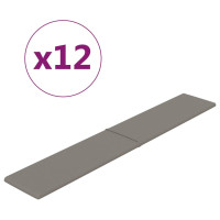 Produktbild för Väggpaneler 12 st ljusgrå 90x15 cm sammet 1,62 m²