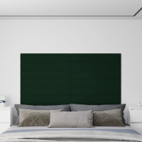 Produktbild för Väggpaneler 12 st mörkgrön 90x15 cm sammet 1,62 m²