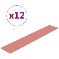 Produktbild för Väggpaneler 12 st rosa 90x15 cm sammet 1,62 m²