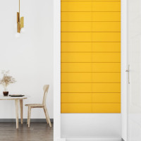 Produktbild för Väggpaneler 12 st gul 90x15 cm sammet 1,62 m²