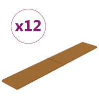 Produktbild för Väggpaneler 12 st brun 90x15 cm sammet 1,62 m²