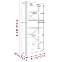 Produktbild för Bokhylla med 6 hyllor 80x30x170 cm massiv akacia