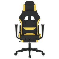 Produktbild för Gamingstol med fotstöd och massage svart och gul tyg