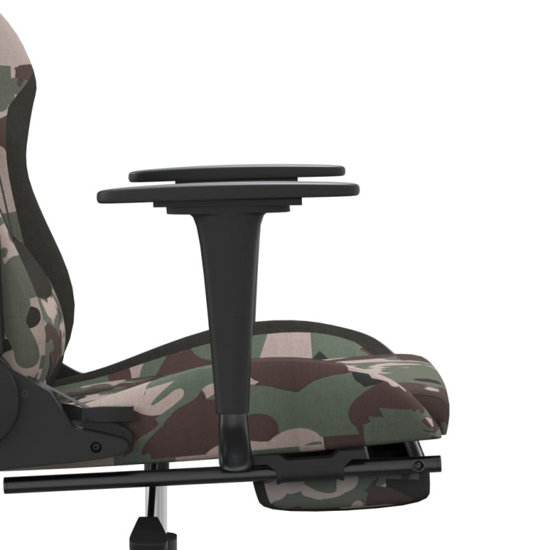 Produktbild för Gamingstol med fotstöd och massage svart och kamouflage tyg