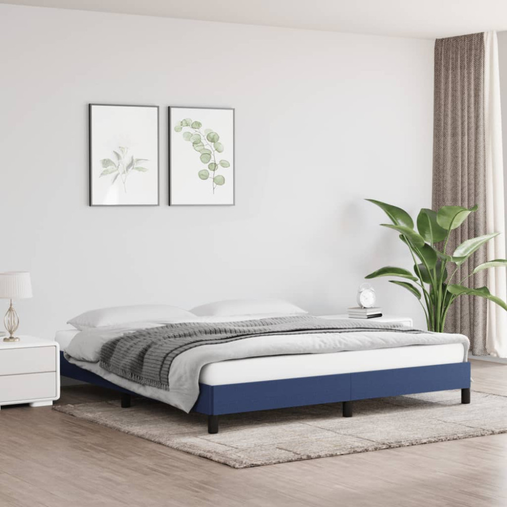 Produktbild för Sängram utan madrass blå 180x200 cm tyg