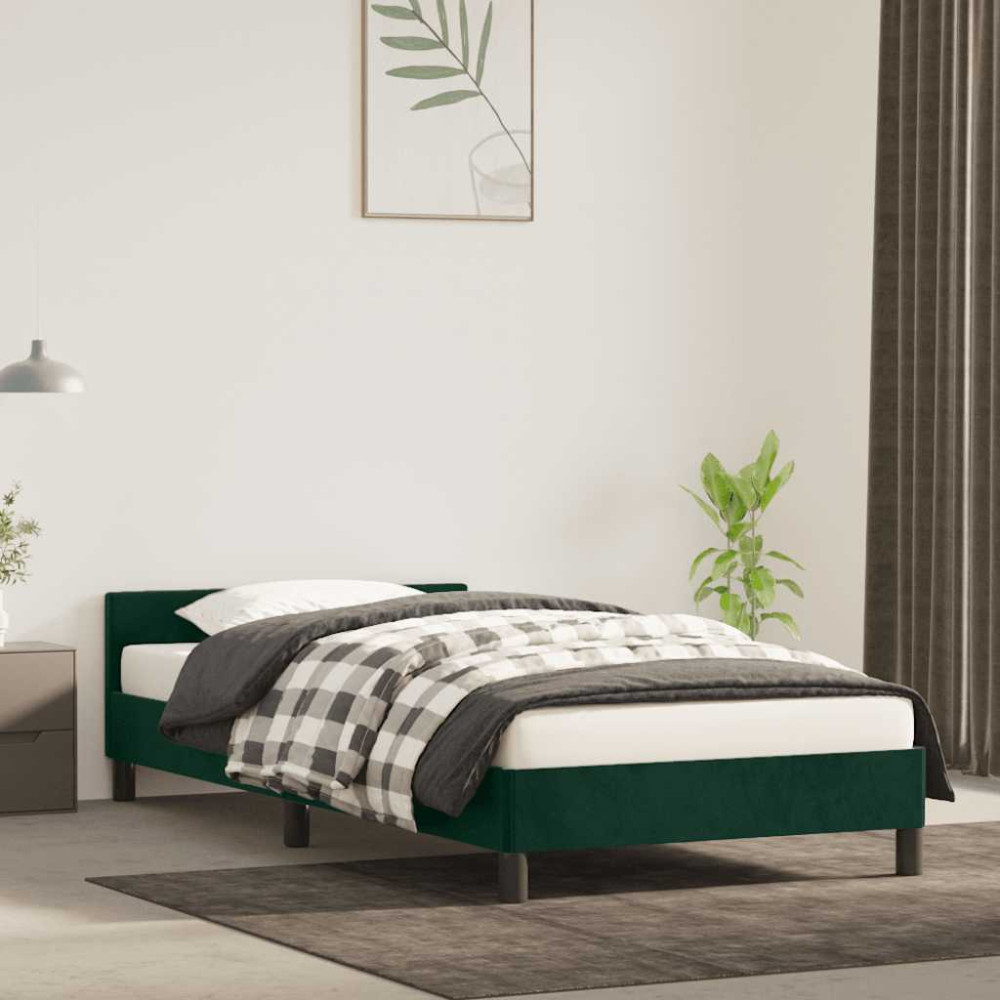 Produktbild för Sängram utan madrass mörkgrön 80x200 cm sammet