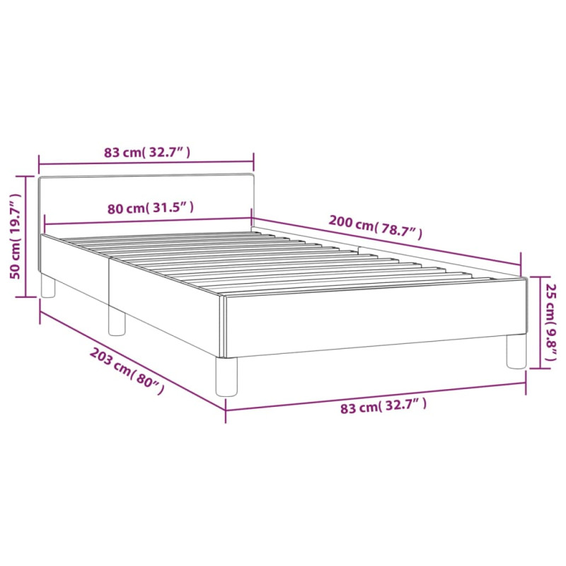 Produktbild för Sängram med huvudgavel rosa 80x200 cm sammet