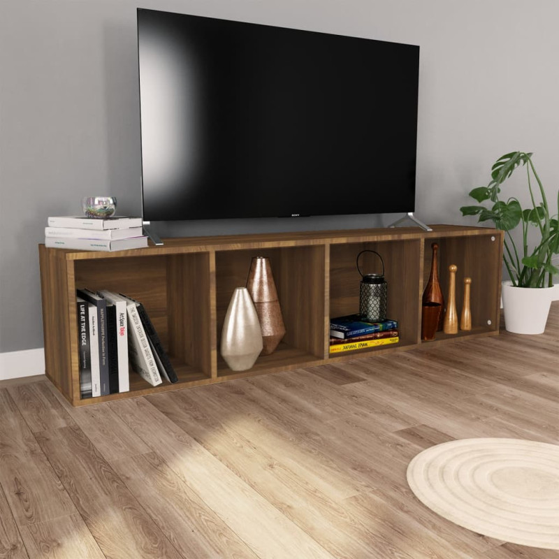 Produktbild för Bokhylla/tv-bänk Brun ek 36x30x143 cm konstruerat trä