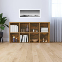 Produktbild för Bokhylla/skänk rökfärgad ek 66x30x130 cm konstruerat trä