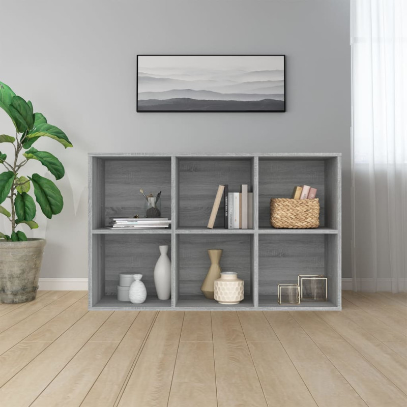 Produktbild för Bokhylla/skänk rökfärgad Grå Sonoma 66x30x98 cm konstruerat trä