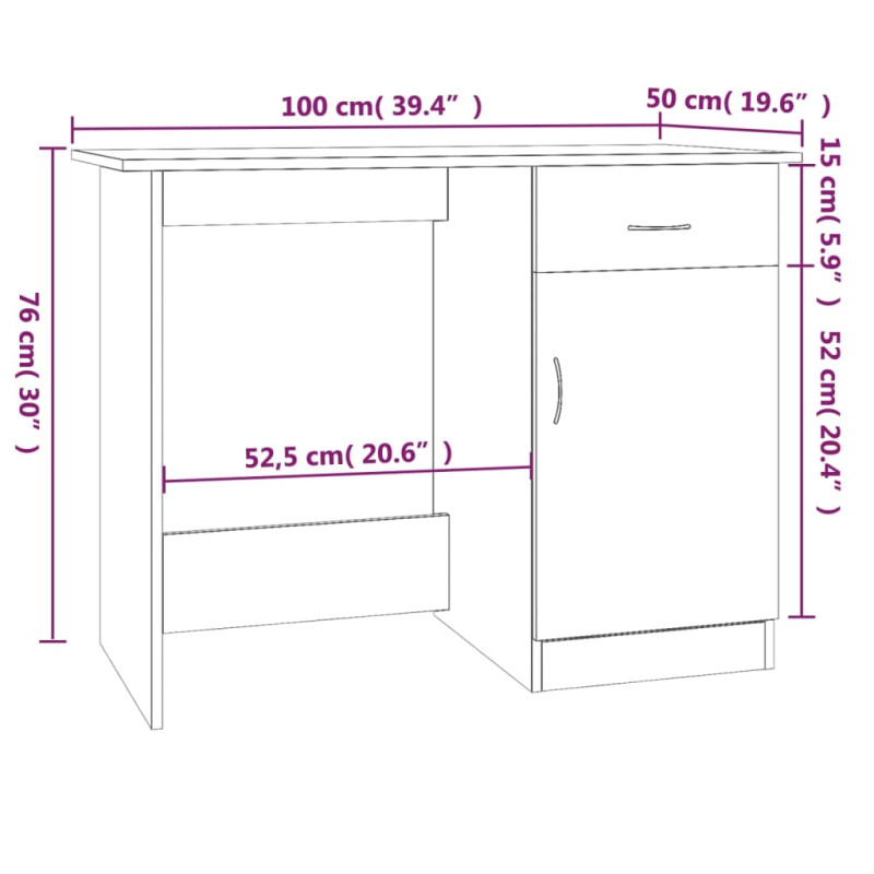 Produktbild för Skrivbord grå sonoma 100x50x76 cm konstruerat trä