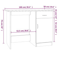 Produktbild för Skrivbord brun ek 100x50x76 cm konstruerat trä