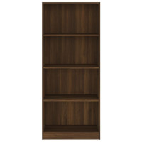 Produktbild för Bokhylla 4 hyllor rökfärgad brun ek 60x24x142cm konstruerat trä