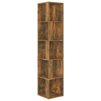 Produktbild för Hörnhylla rökfärgad ek 33x33x164,5 cm konstruerat trä