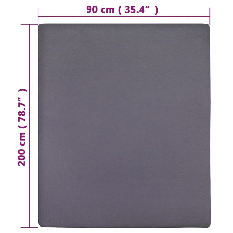 Produktbild för Dra-på-lakan jersey antracit 90x200 cm bomull
