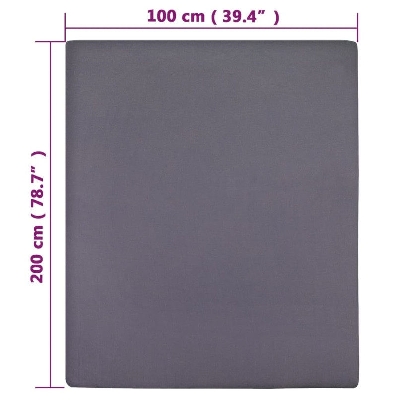 Produktbild för Dra-på-lakan jersey 2 st antracit 100x200 cm bomull
