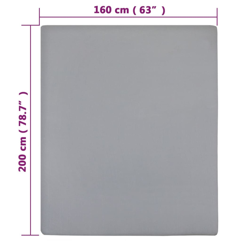 Produktbild för Dra-på-lakan jersey grå 160x200 cm bomull