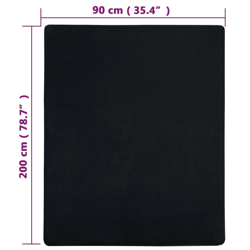 Produktbild för Dra-på-lakan jersey svart 90x200 cm bomull