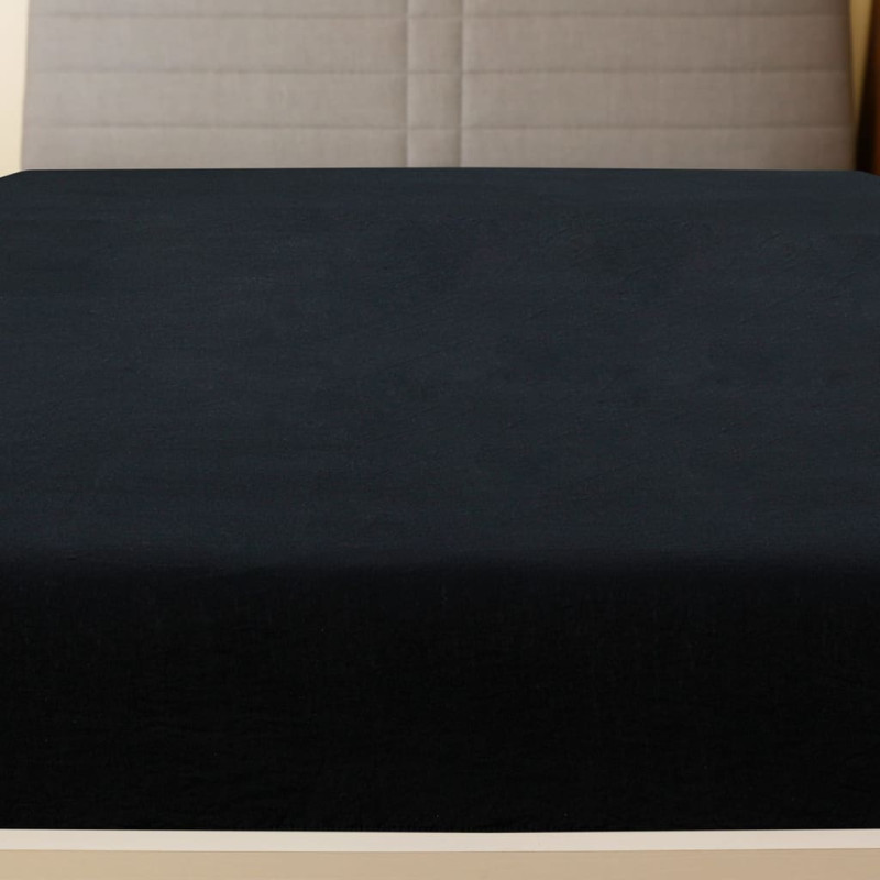 Produktbild för Dra-på-lakan jersey 2 st svart 90x200 cm bomull