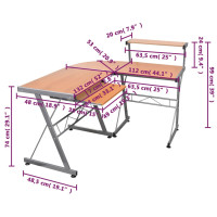 Produktbild för Datorbord hörn Brun 132x112x99 cm konstruerat trä