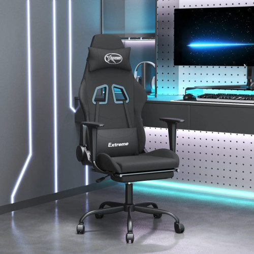 vidaXL Gamingstol med fotstöd och massage svart konstläder