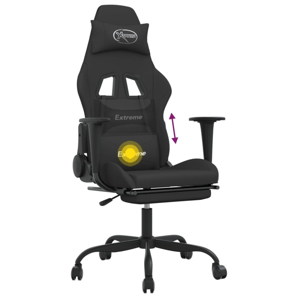 Produktbild för Gamingstol med fotstöd och massage svart konstläder
