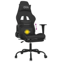 Produktbild för Gamingstol med fotstöd och massage svart konstläder