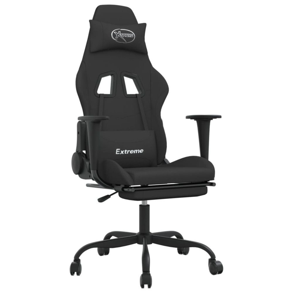 Produktbild för Gamingstol med fotstöd och massage svart konstläder