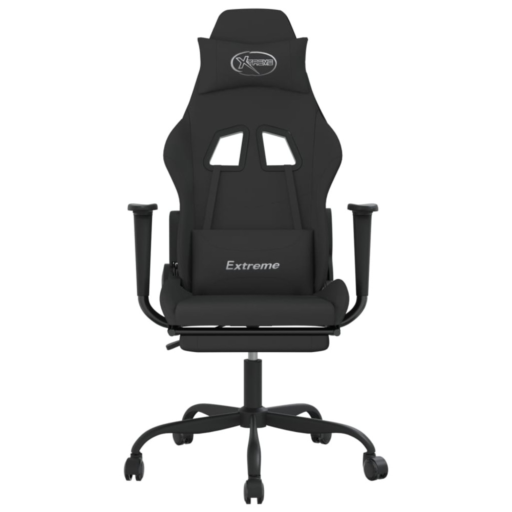 Produktbild för Gamingstol med fotstöd och massage svart konstläder