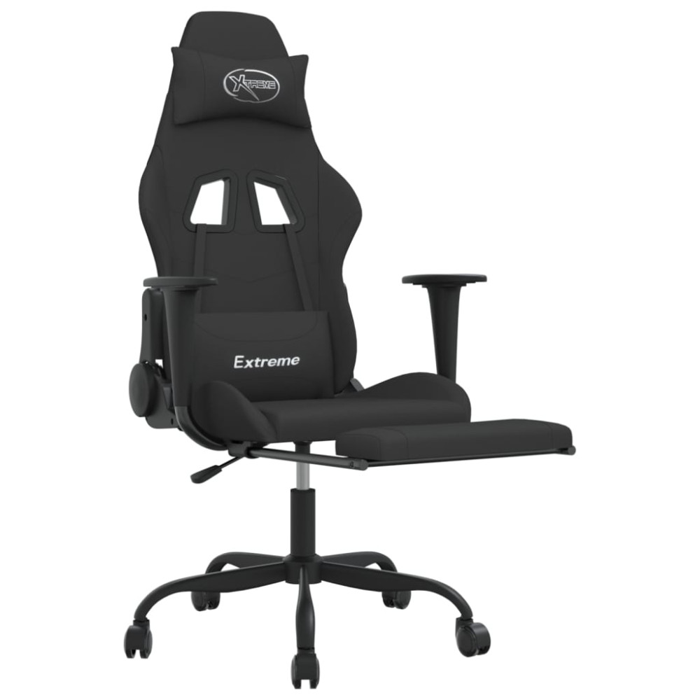 Produktbild för Gamingstol med fotstöd och massage svart konstläder
