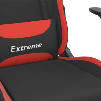 Produktbild för Gamingstol med fotstöd och massage svart och röd tyg
