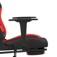 Produktbild för Gamingstol med fotstöd och massage svart och röd tyg