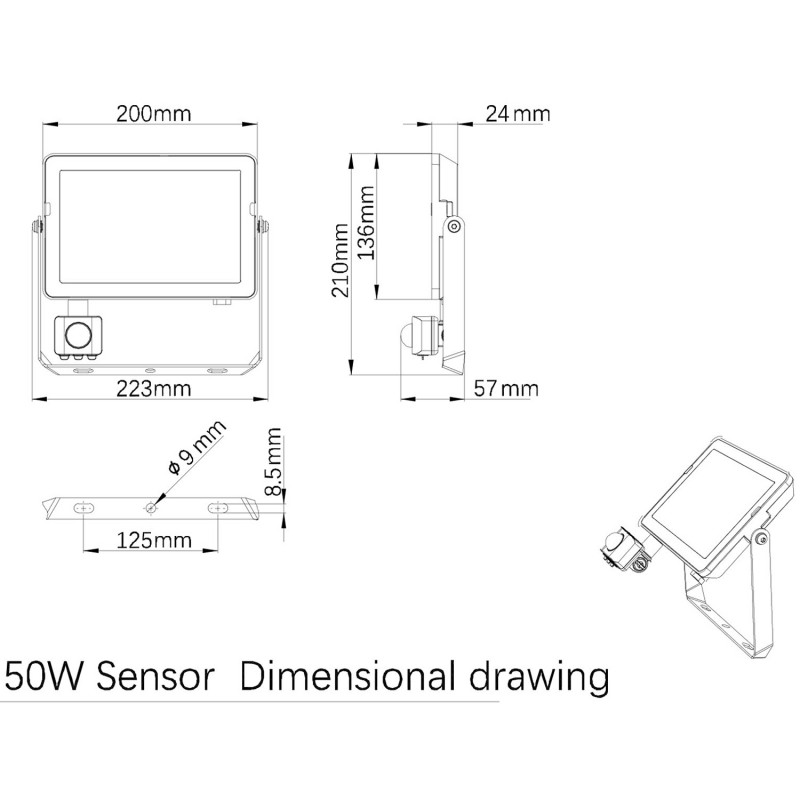 Produktbild för ProjectLine Strålkastare 50W 4750lm Sensor