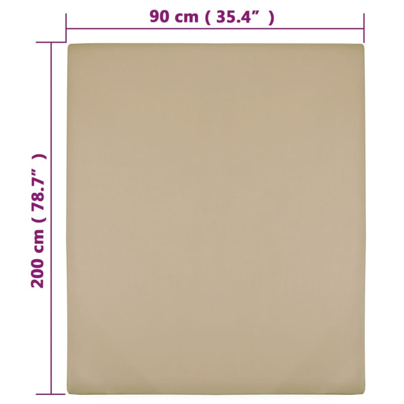 Produktbild för Dra-på-lakan jersey taupe 90x200 cm bomull