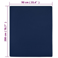 Produktbild för Dra-på-lakan jersey marinblå 90x200 cm bomull