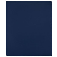 Produktbild för Dra-på-lakan jersey marinblå 100x200 cm bomull