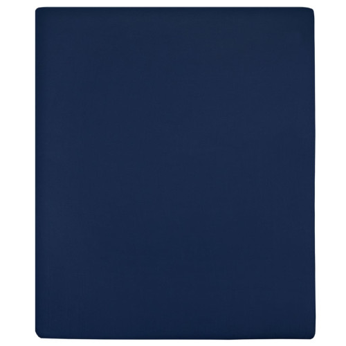 vidaXL Dra-på-lakan jersey marinblå 100x200 cm bomull