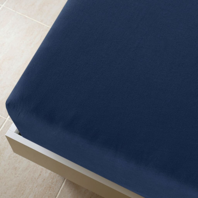 Produktbild för Dra-på-lakan jersey marinblå 140x200 cm bomull