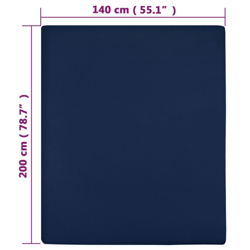 Produktbild för Dra-på-lakan jersey marinblå 140x200 cm bomull