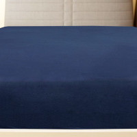 Produktbild för Dra-på-lakan jersey marinblå 180x200 cm bomull